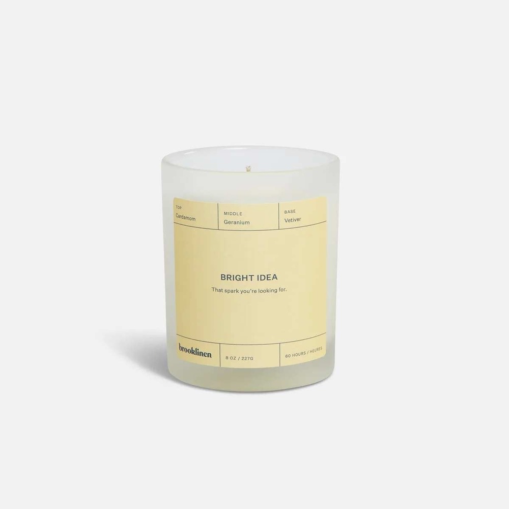 BROOKLINEN Bright Idea Glass Jar Candle 8 oz Vetiver Cardamom Soy Coconut Wax